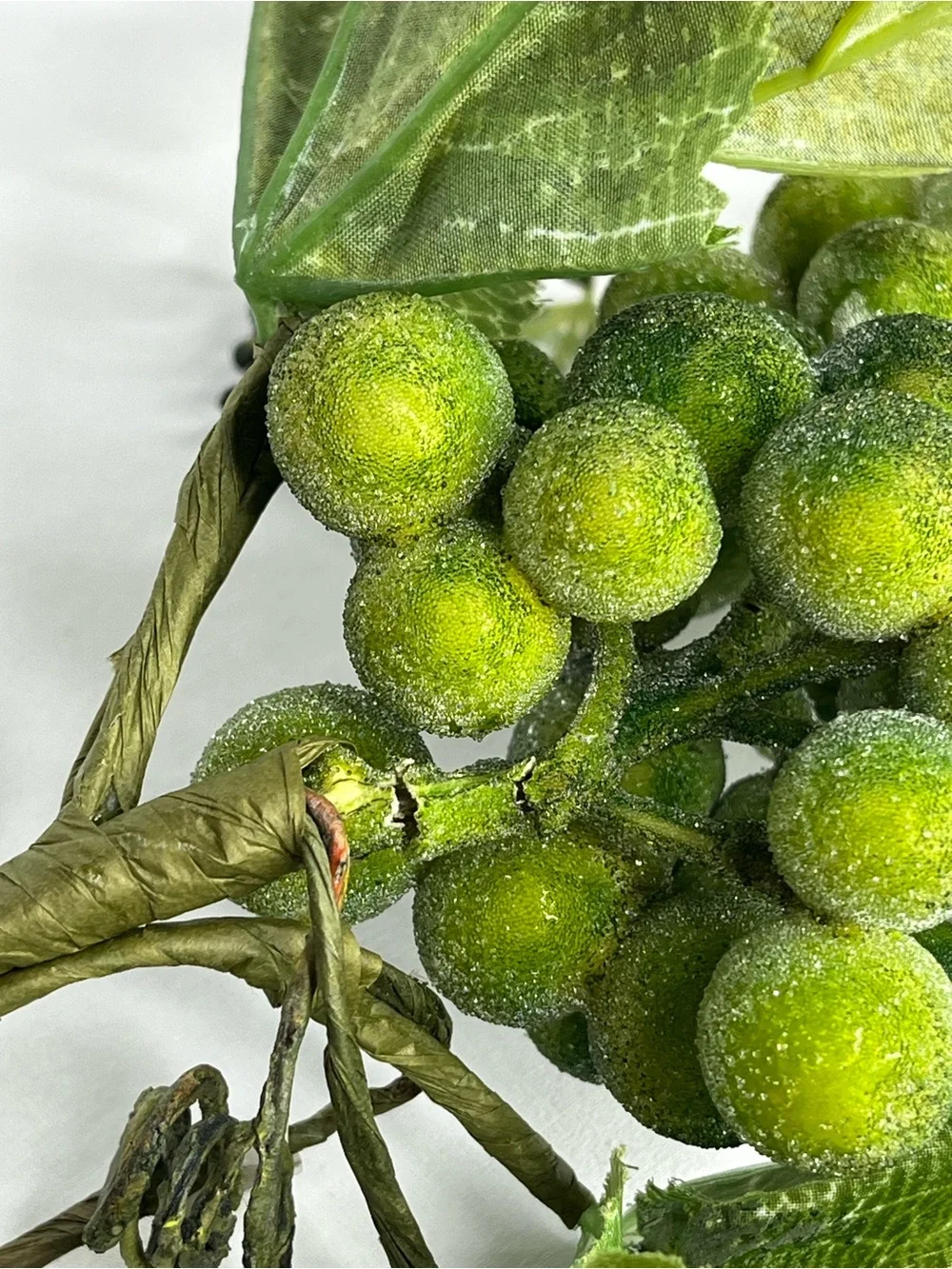 Vintage Frosted Faux Green Grape Stem. 9.5